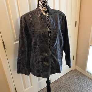 Black faux croc  print “leather” jacket. 26/28W